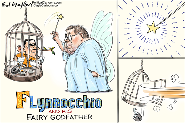 Flynnoccio Fairy Godfather by Ed Wexler, PoliticalCartoons.com